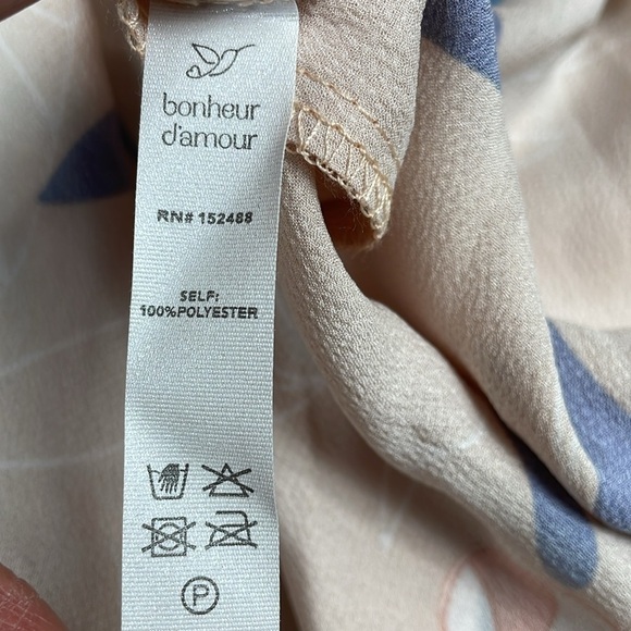 NWT Bonheur d'Amour Floral Wrap Dress Beige Tan Spring Sz L - Picture 10 of 11